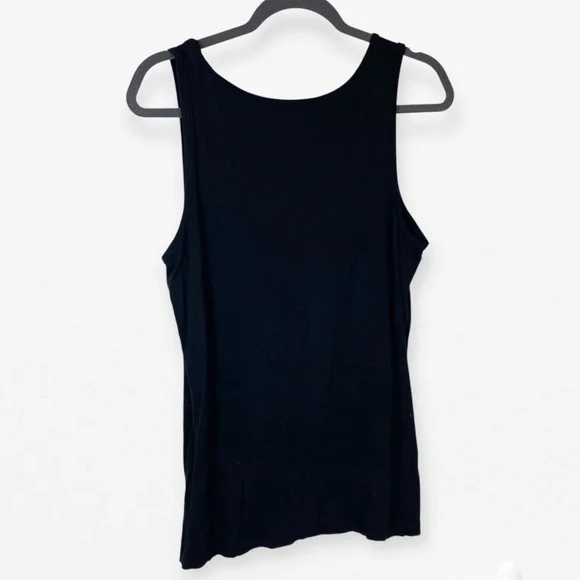 ANA Black Sequin Accent Sleeveless Stretch knit Tank Top L - Picture 6 of 8